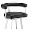 Armen Living Nolagam Swivel Bar Stool in Brushed Stainless Steel with Black Faux Leather 840254335660 - alternate 5